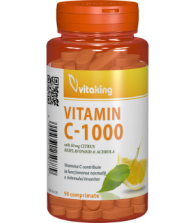 Vitamina C 1000 mg cu bioflavonoide, acerola si macese - 90 comprimate, Vitaking