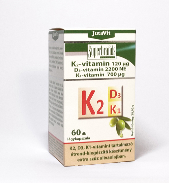 Vitamina K2 120 µg, D3 2200 NE, K1 700 µg, 60 tb, JutaVit