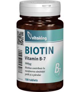Vitamina B7 (biotina) 900 mcg - 100 comprimate, Vitaking