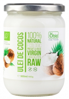 Ulei de cocos virgin presat la rece, raw, bio 500ml, Obio