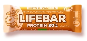 Lifebar baton proteic cu nuci si vanilie raw bio 47g