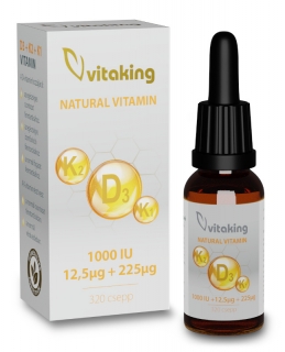 Picaturi de Vitamina K2+K1+D3 - 2000UI - 10ml (320 picaturi), Vitaking