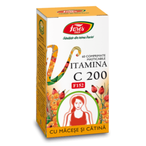 Vitamina C 200 mg cu Măceșe și Cătină, F152, comprimate masticabile, Fares