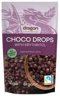 Choco drops cu erythritol bio 200g Dragon Superfoods