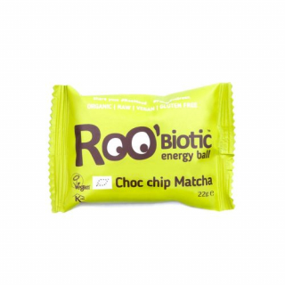 ROObiotic energy ball cu fulgi de ciocolata si matcha bio 22g Roobar