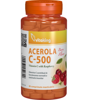 Vitamina C 500 mg cu acerola cu gust de zmeura - 40 comprimate masticabile, Vita