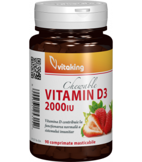 Vitamina D 2000UI masticabila - 90 comprimate, Vitaking